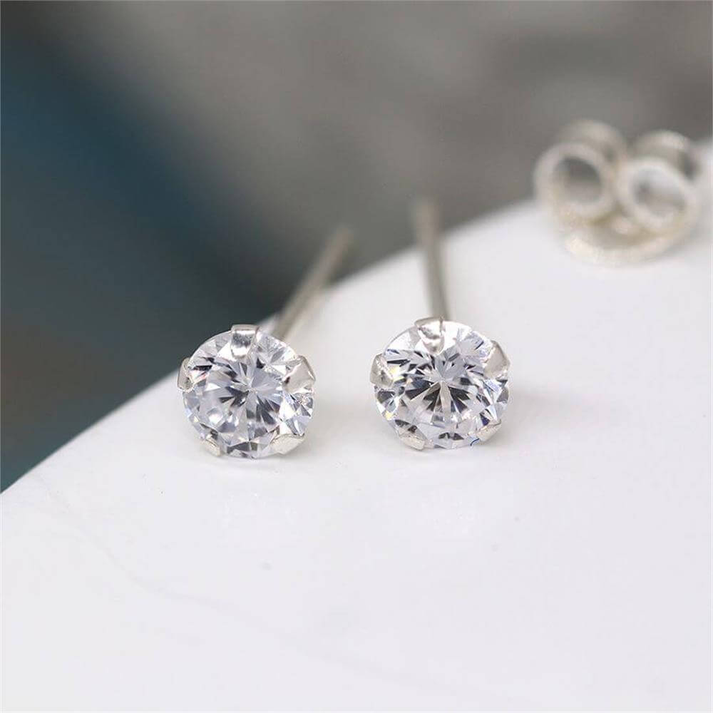 Peace of Mind Sterling Silver Crystal Round Stud Earrings